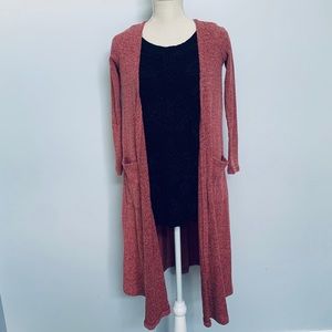 LuLaRoe Marbled Pink Ribbed Knit Sarah Duster